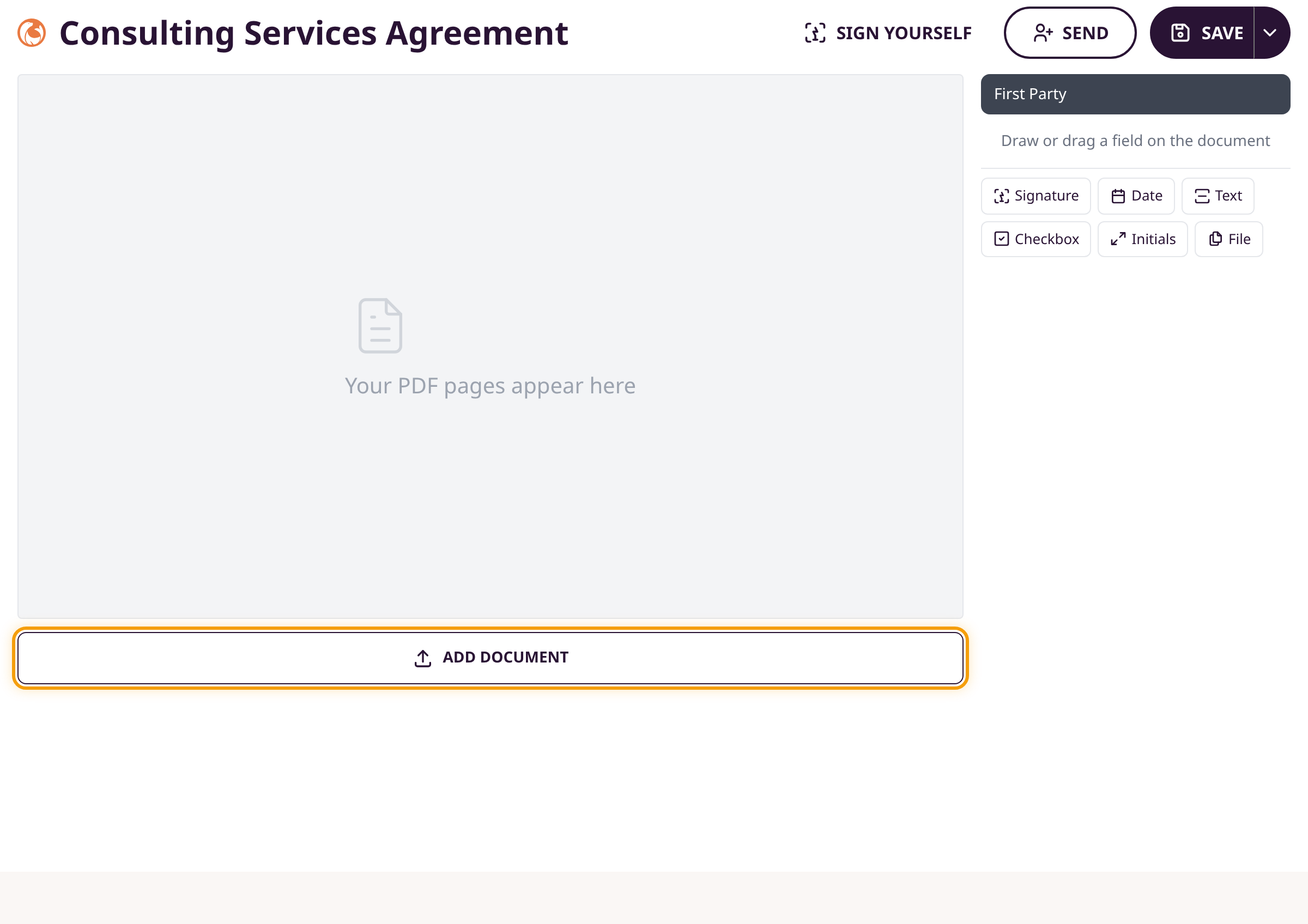 Upload your PDF in the template builder illustration