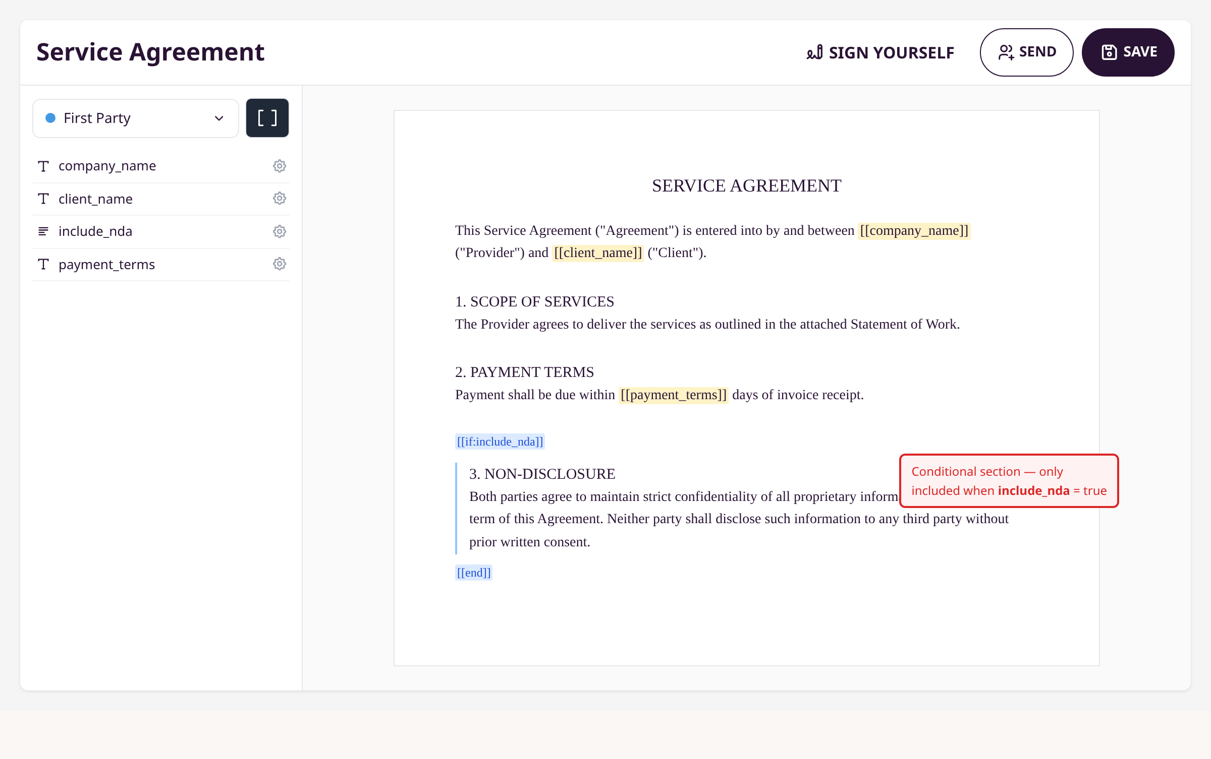 Add variables to your document illustration