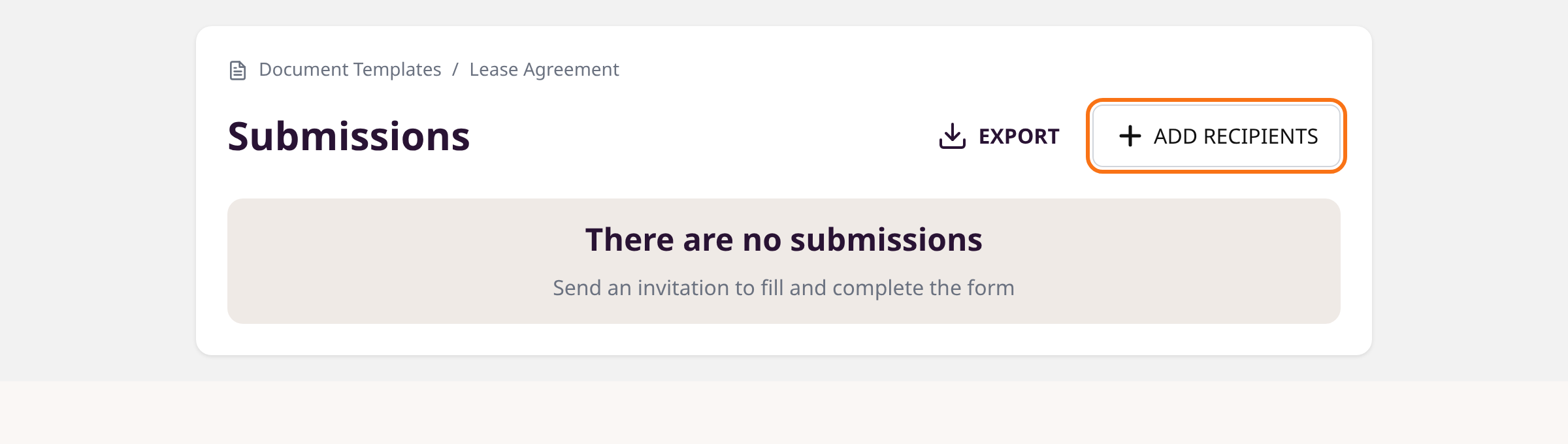 Open your template and click Add Recipients illustration