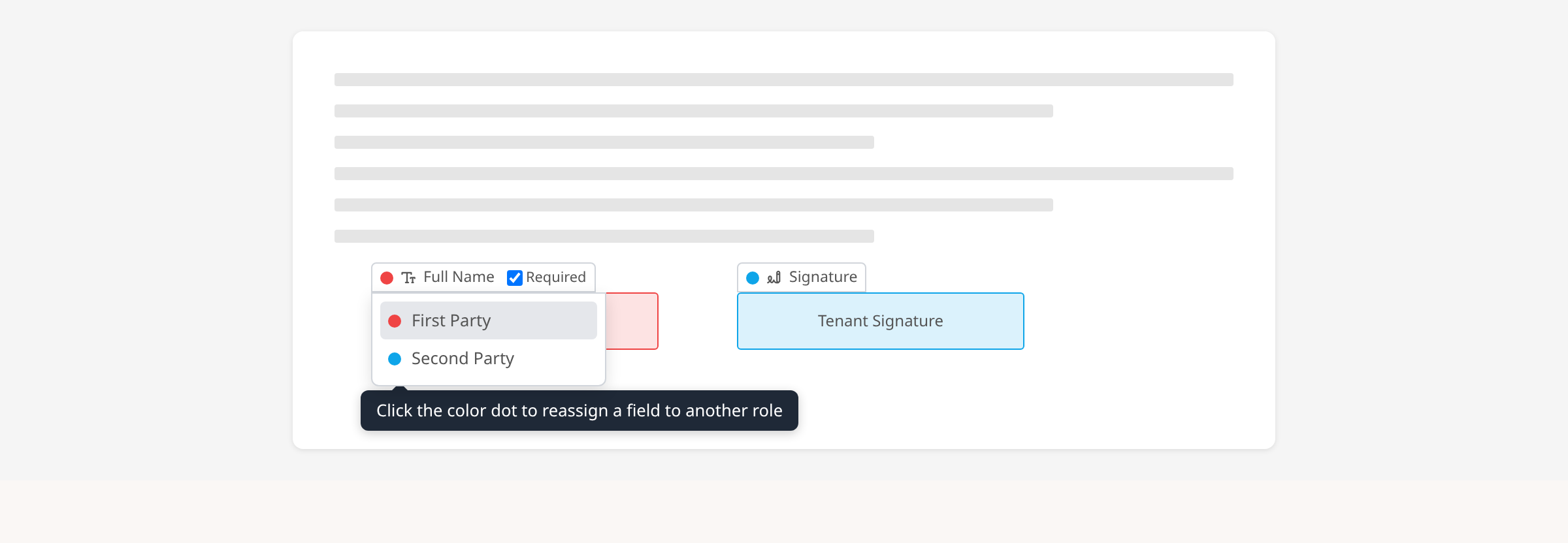 Select a role and place fields illustration