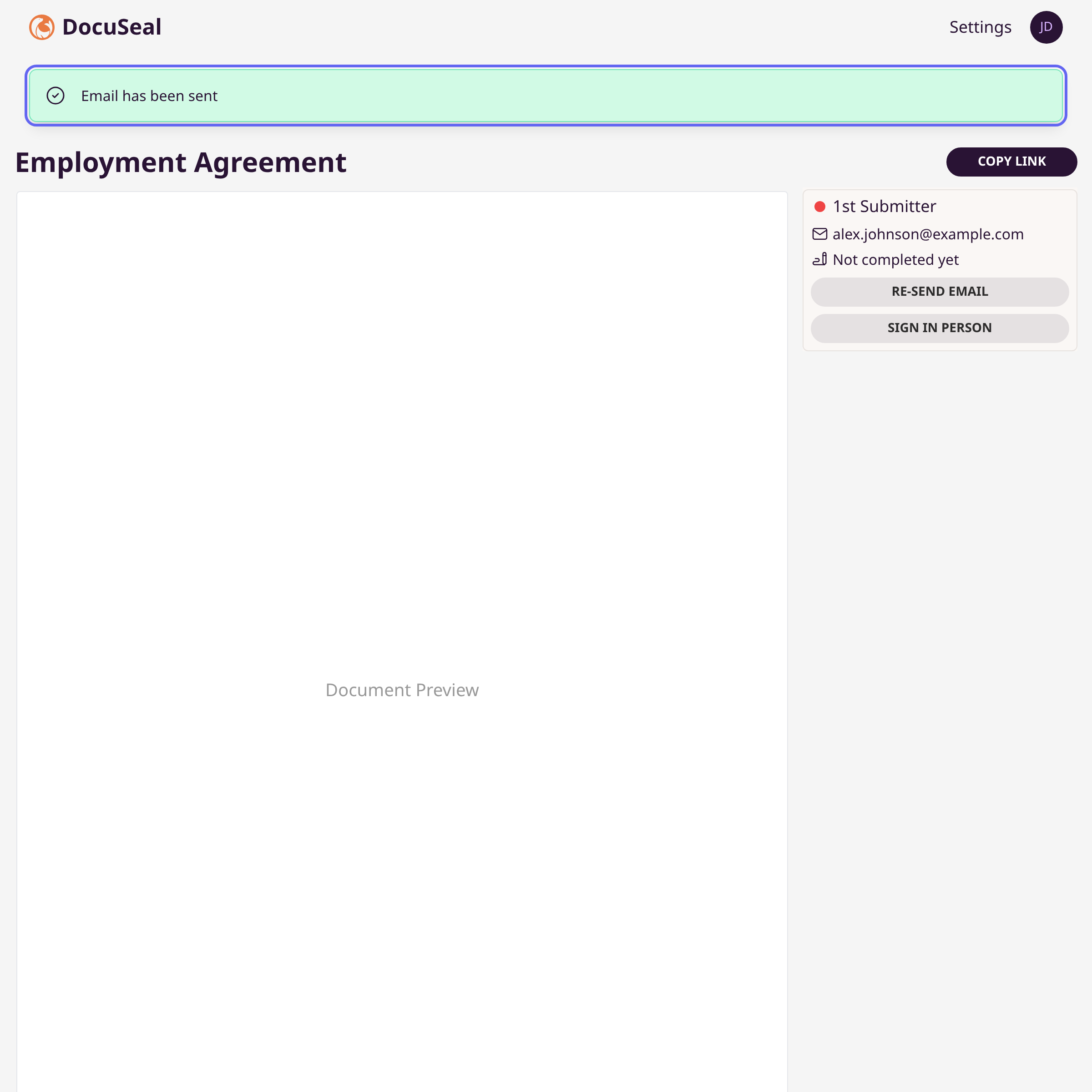 Confirm the email was sent illustration
