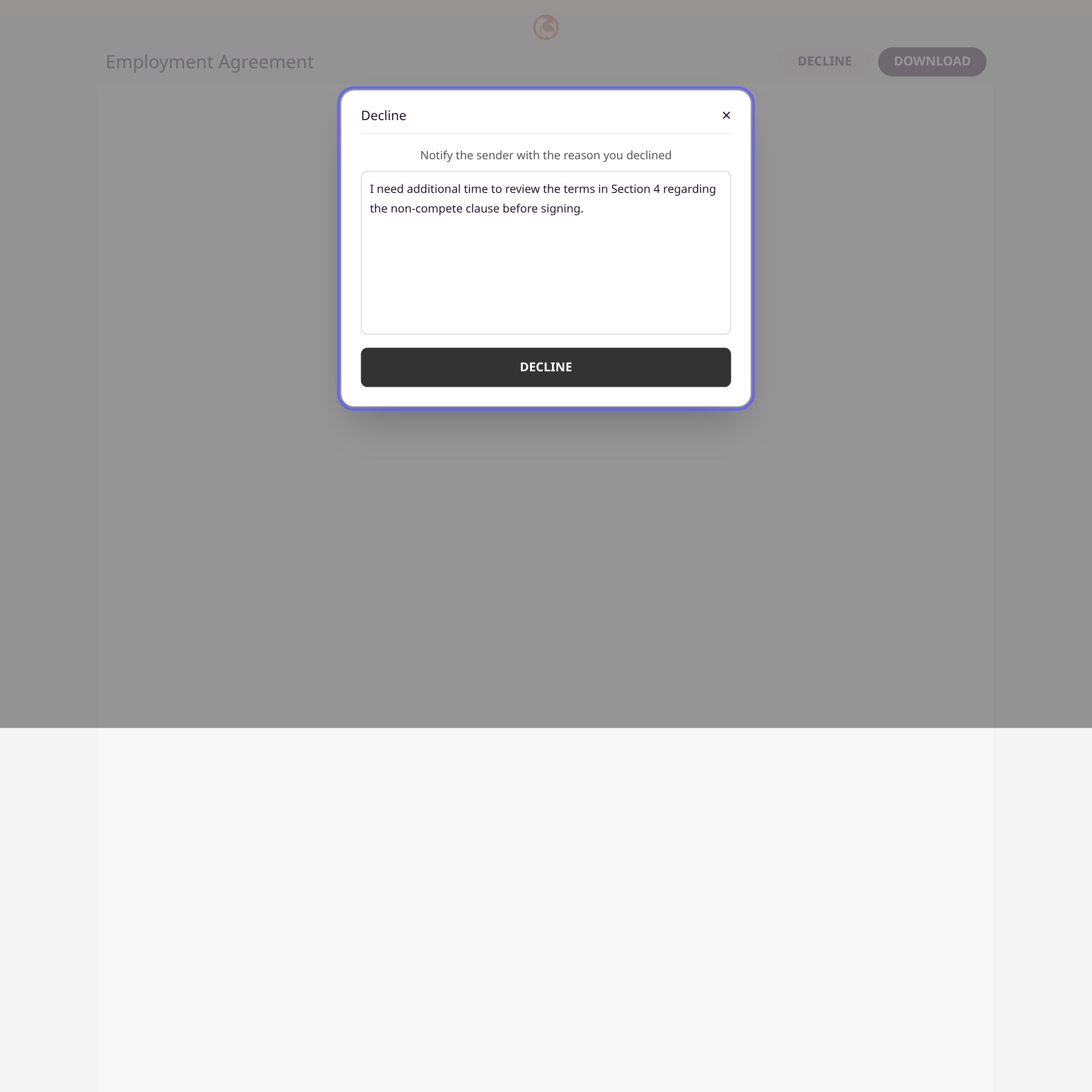 Click Decline illustration