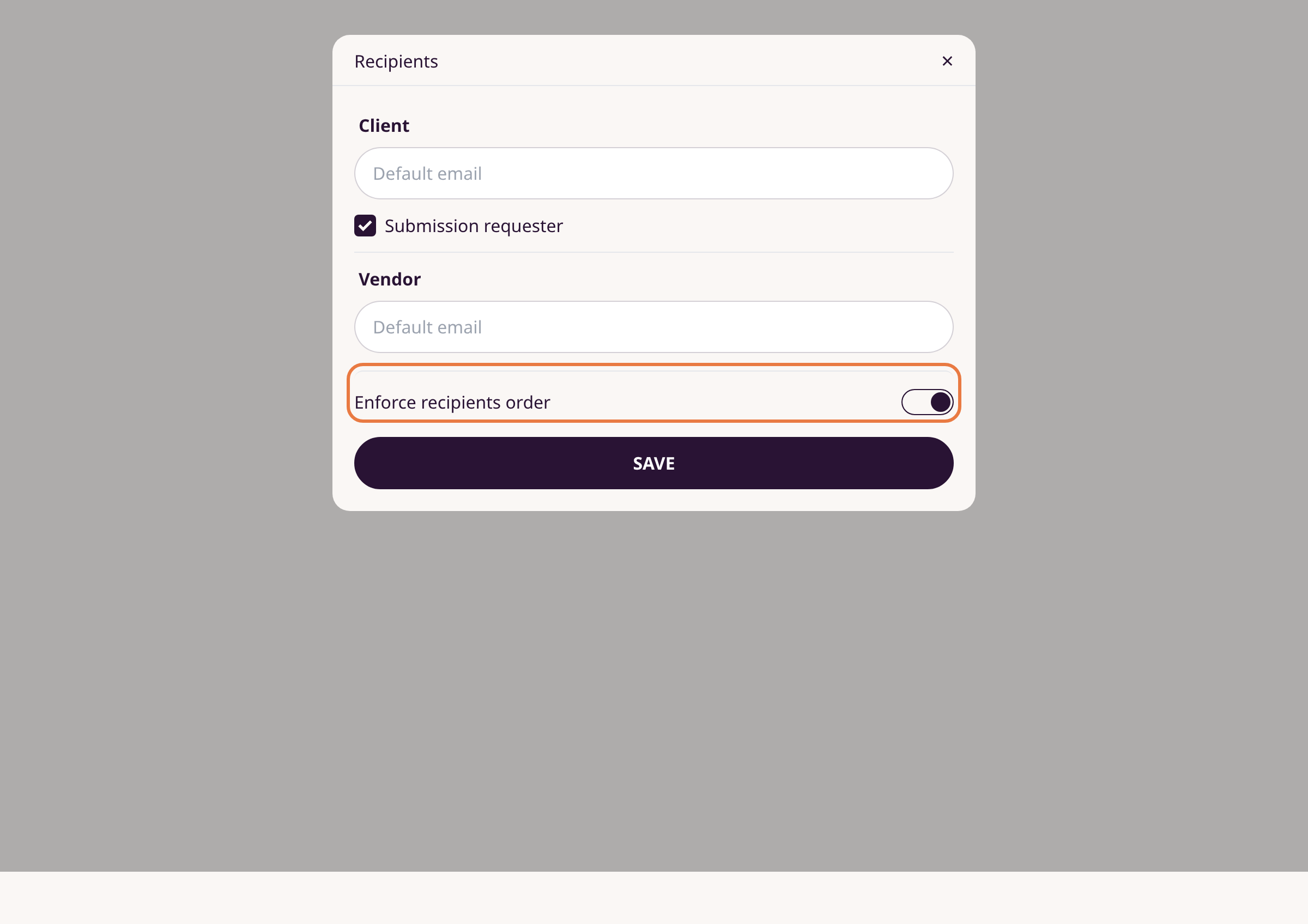 Enforce order permanently in template settings illustration