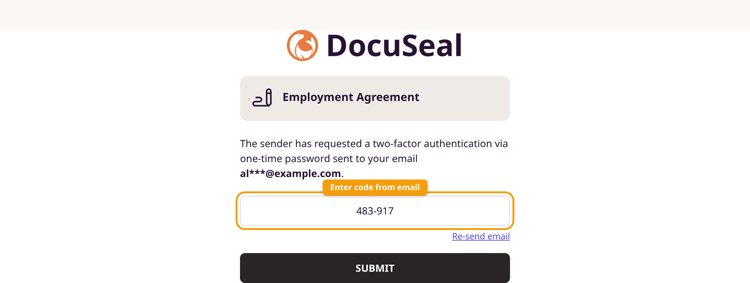 Enter the code and submit illustration