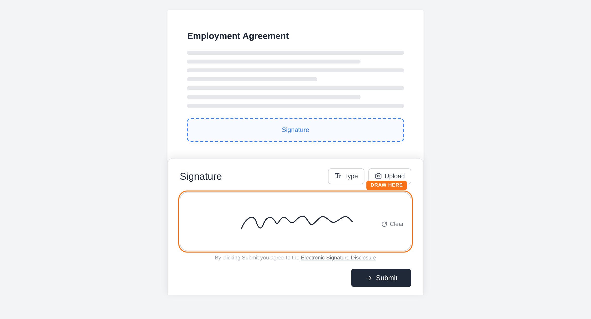 Open the signing form illustration