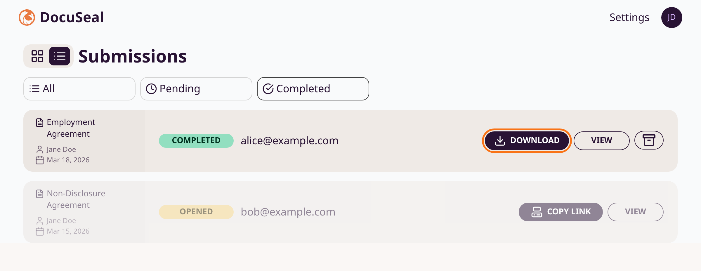 Find the completed submission illustration